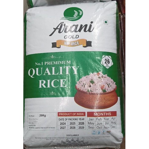 Arani Gold Vip Rice No 1 Premium Quality Rice 26kg