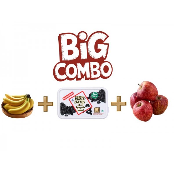 Banana Robusta 500g & Kimia Dates 400g & Apple 4 Pieces Combo