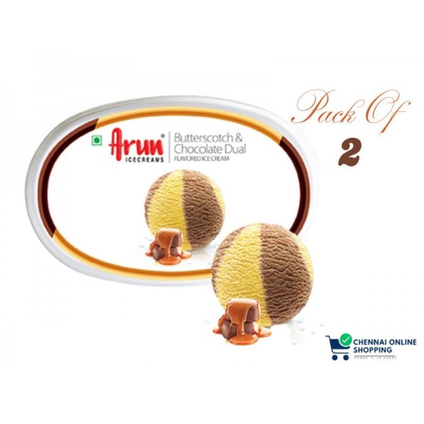 Arun Ice Cream Butter Scotch and Chocolate Dual Tub 500 ml (Pack of 2)