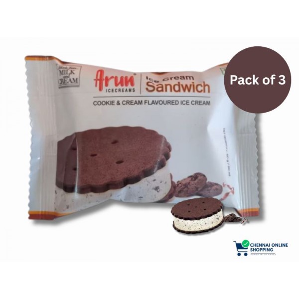 Arun Ice Cream Cookie & Cream Sandwich Ice Cream 60 ml ( Pack of 3 )