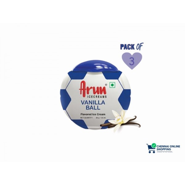 Arun Ice Cream Mini Ball Vanilla 125 ml (Pack of 3)
