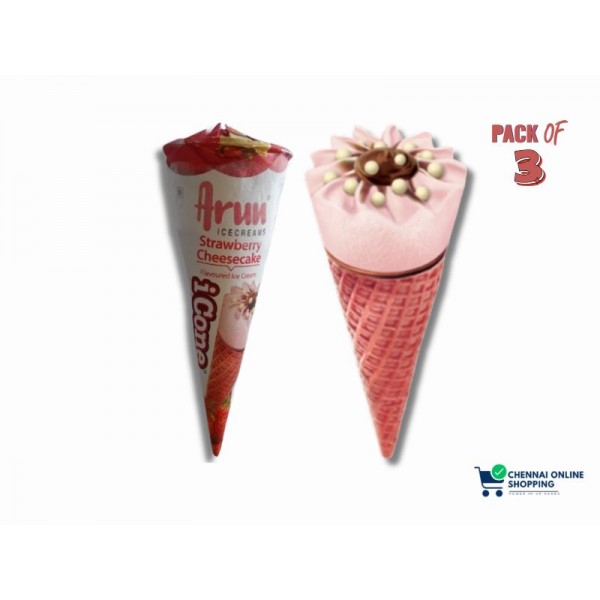 Arun Ice Cream Strawberry Cheesecake Icone 100 ml (Pack of 3)