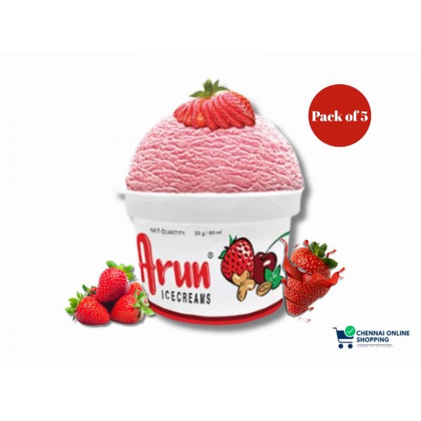 Arun Ice Cream Strawberry Cup 60 ml (Pack of 5)