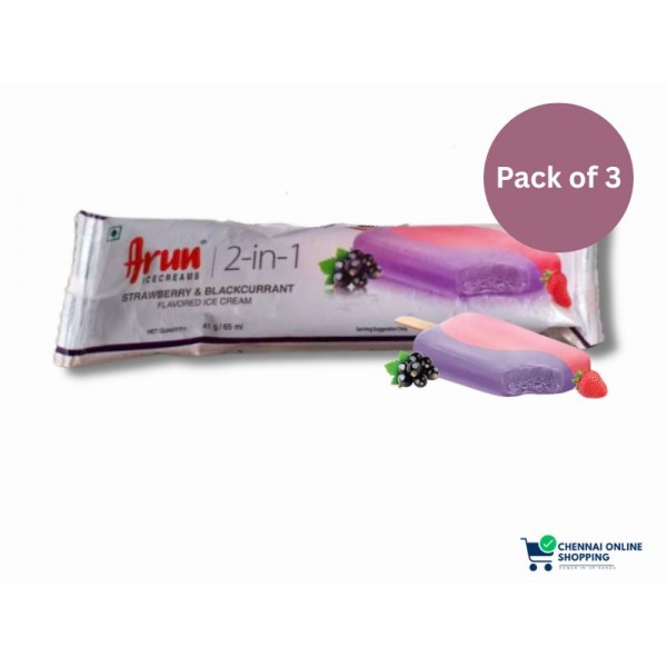 Arun Ice Cream Twins Strawberry & Blackcurrant 65ml (Pack of 3)