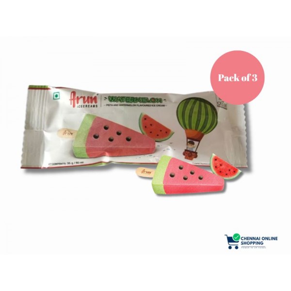 Arun Ice Cream Water Melon Bar 60 Ml (Pack of 3)