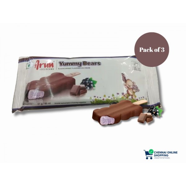 Arun Ice Cream Yummy Bears Roll 65 ml (Pack of 3)