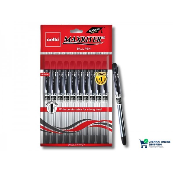 Cello Maxriter Black Ball Pen Pack of 10