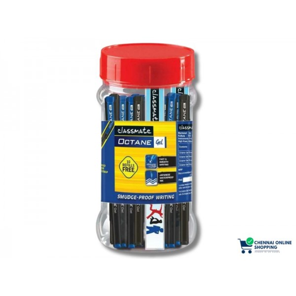 Classmate Octane Blue and Black Gel Pen Jar Pack Of 25