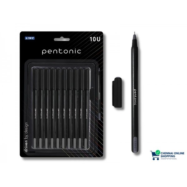 Pentonic 0.7mm Black Ball Pen Pack of 10