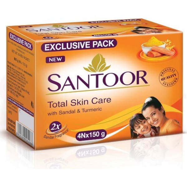 Santoor Sandal & Turmeric Bathing Soap 150gX4