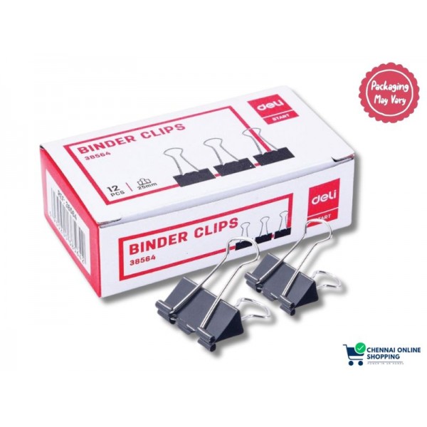 Deli W38564 Binder Clips 25 mm Black 12 No